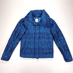 Patagonia Geoharmony Insulated Puffer Jacket Blue All Over Print Women's XS EUC!
